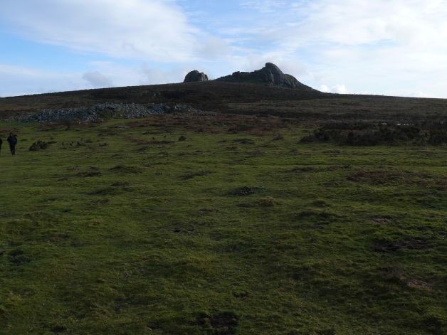 Looking to Haytor from the path beside Holwell Tor