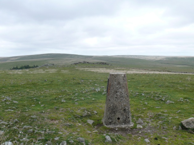 Gutter Tor trig point with the tor behind